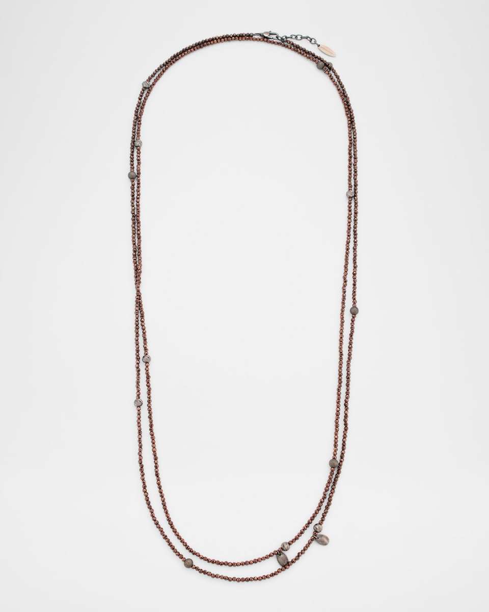 Hematite Silver Beaded Wrap Necklace